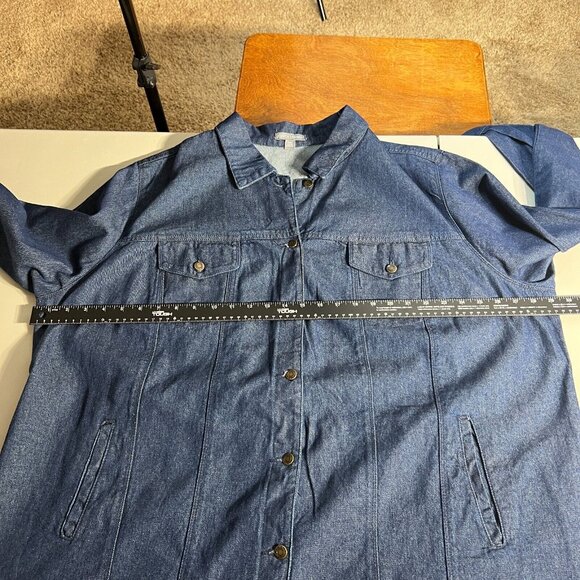 Jessica London Jean Jacket Womens 28W Blue Dark Wash Denim Cotton Longline Plus - Picture 12 of 12